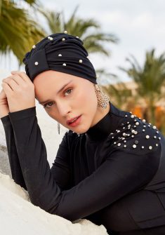 Pearl shoulder elegante boerkini | Zwart