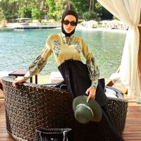 burkini burkini-clover-style-designer-black-green-woven-fabrics-mayovera-7608-13-B