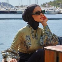 burkini burkini-clover-style-designer-black-green-woven-fabrics-mayovera-7609-13-B