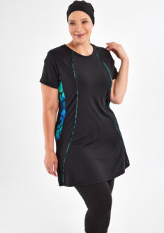 Taille A-lijn plussize semi boerkini | Zwart
