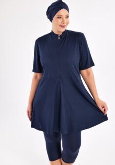 Basic A-lijn plussize semi boerkini | Blauw