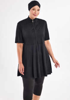 Basic A-lijn plussize semi boerkini | Zwart